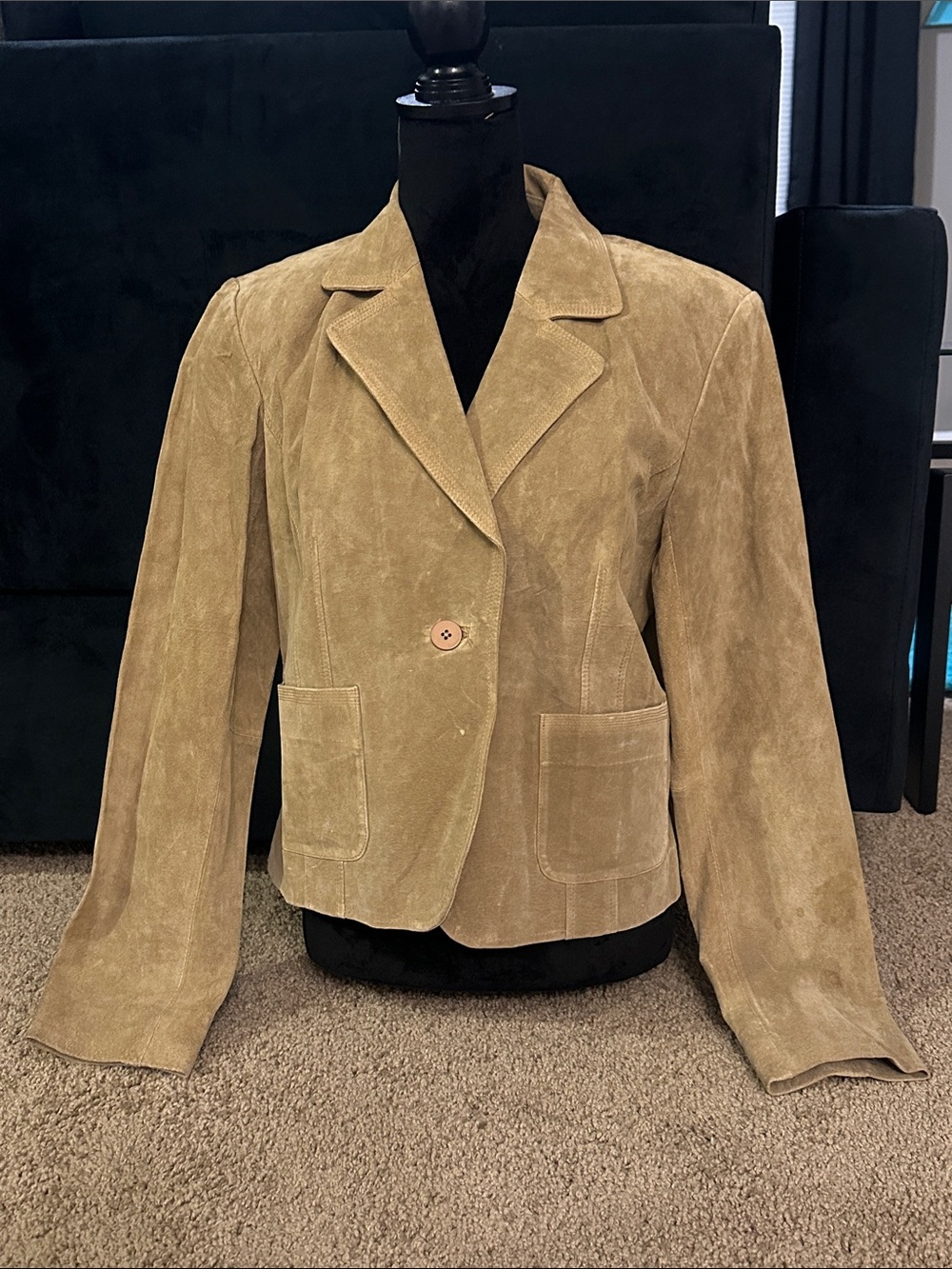 Alfani Women's Suede Single-Button Blazer - Tan